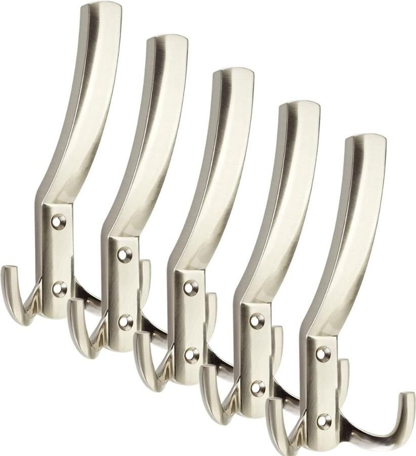 5 Stuks Kapstokhaken Lang Roestvrijstalen Afwerking- Nieuwe Solide Uitvoering Wandgarderobe- Sterk en Duurzaam