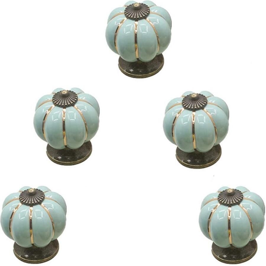 5-stuks Keramische kastgrepen Pompoen ladegrepen Garderobegrepen -Pompoenvorm 4 cm Met schroeven Woondecoratie Geschikt voor keukens kinderkamers kledingkasten kasten kaptafels Lichtgroen