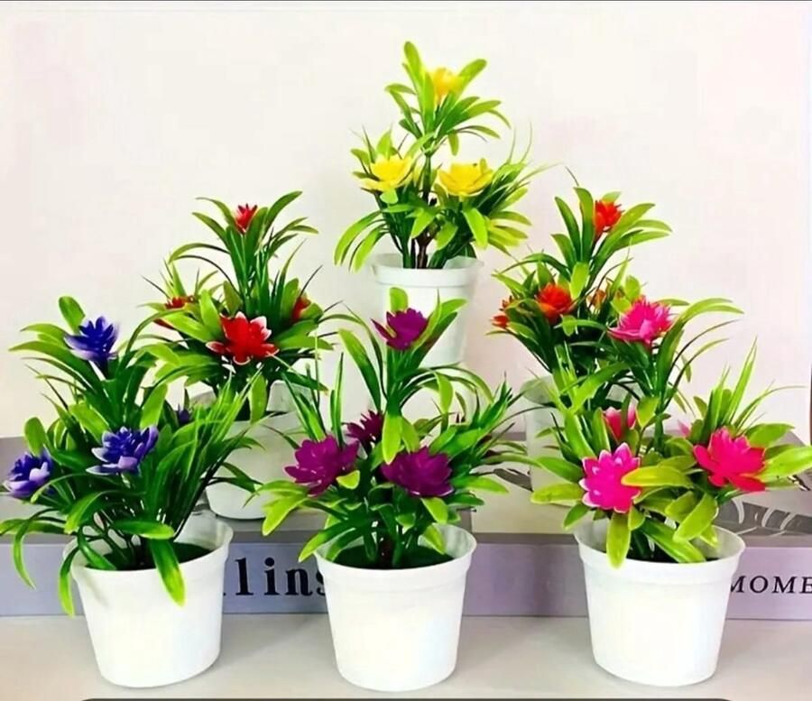 5 stuks kunstbloemen planten ingemaakte mini levensechte nepplanten met pot plastic kunstplanten voor kunstplanten binnen buiten thuis cafés tafel kantoor bureau decor