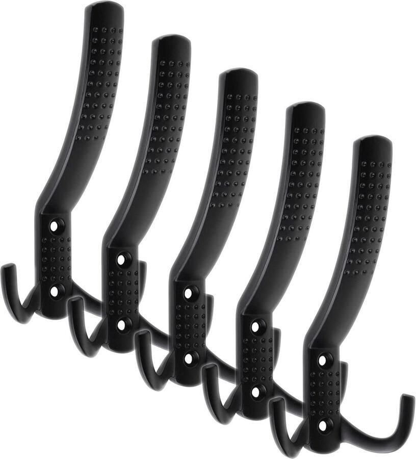 5 Stuks Lange Zwarte Mat Kapstokhaken Solide Wandhaken