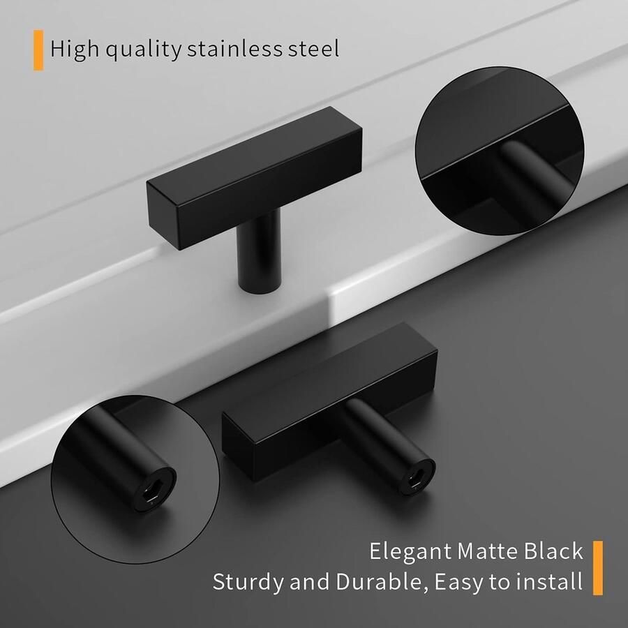 5 Stuks Meubelknoppen Roestvrij Staal Kast Knoppen Zwarte Lade Knoppen Stang Knoppen Voor Kast Deurknop Dressoir Knoppen Kast Knoppen