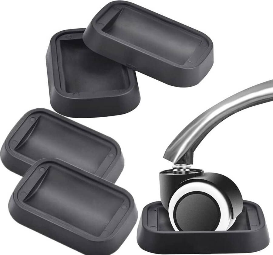 5 stuks meubelonderzetters meubelbekers Zwart bedstopper vloer antislip vloerbescherming stoelstopper rubber rechthoekig antislip pianoonderzetters voor wielen vloeren meubels