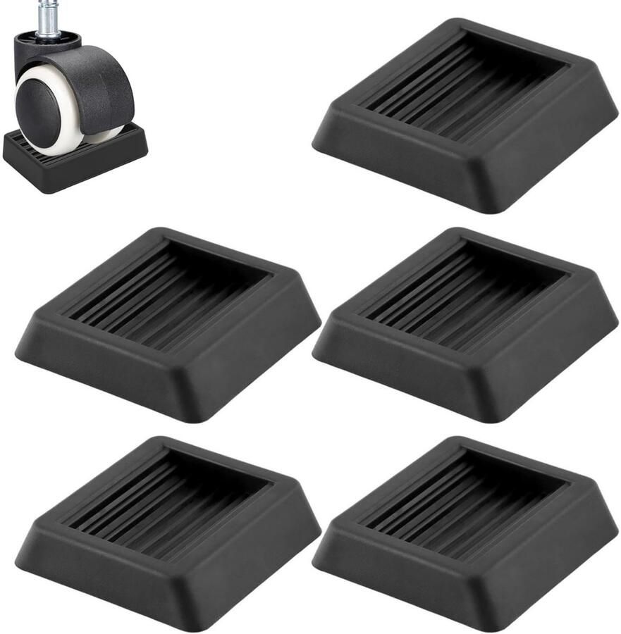 5 stuks meubels wielstoppers meubelpads antislip meubelwielsleufpad siliconen meubelstoppers voor tapijt of harde vloeren (zwart)
