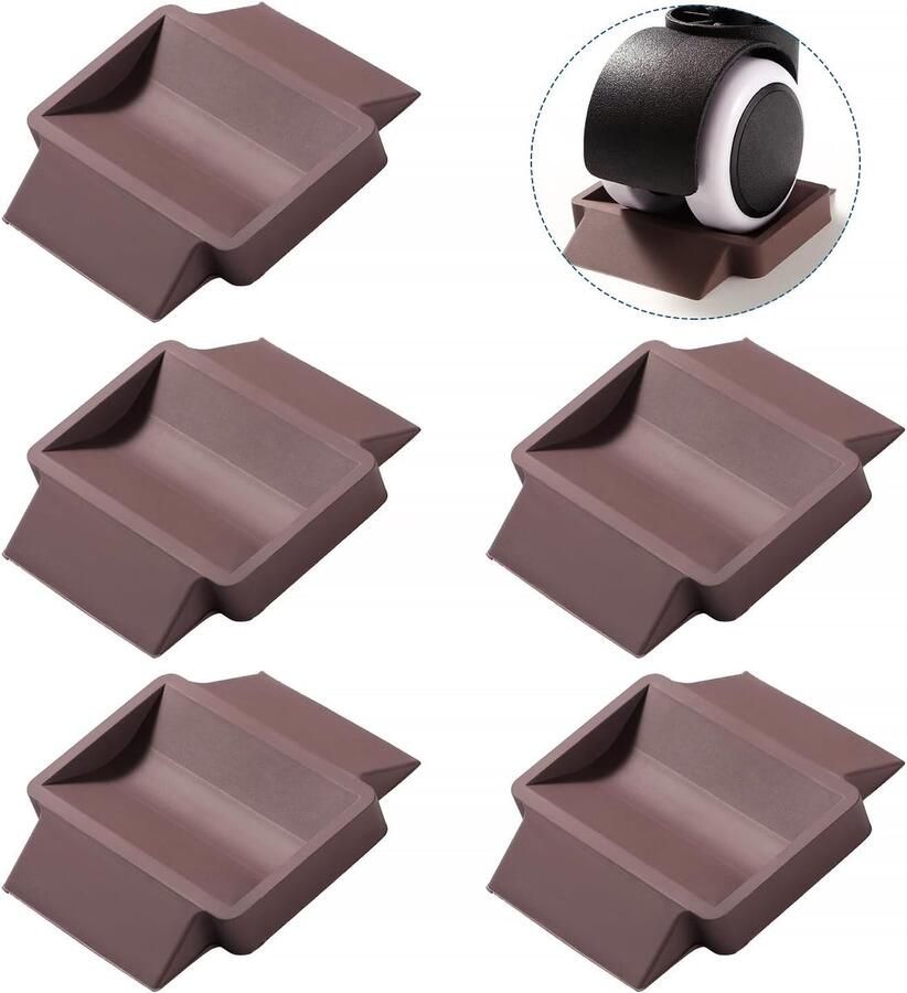 5 stuks Meubelwiel pads -Vierkante meubelmatten Meubelbeschermer kunststof stoelpootdoppen Stoelpoot Beschermers Meubelmatten Roodbruin