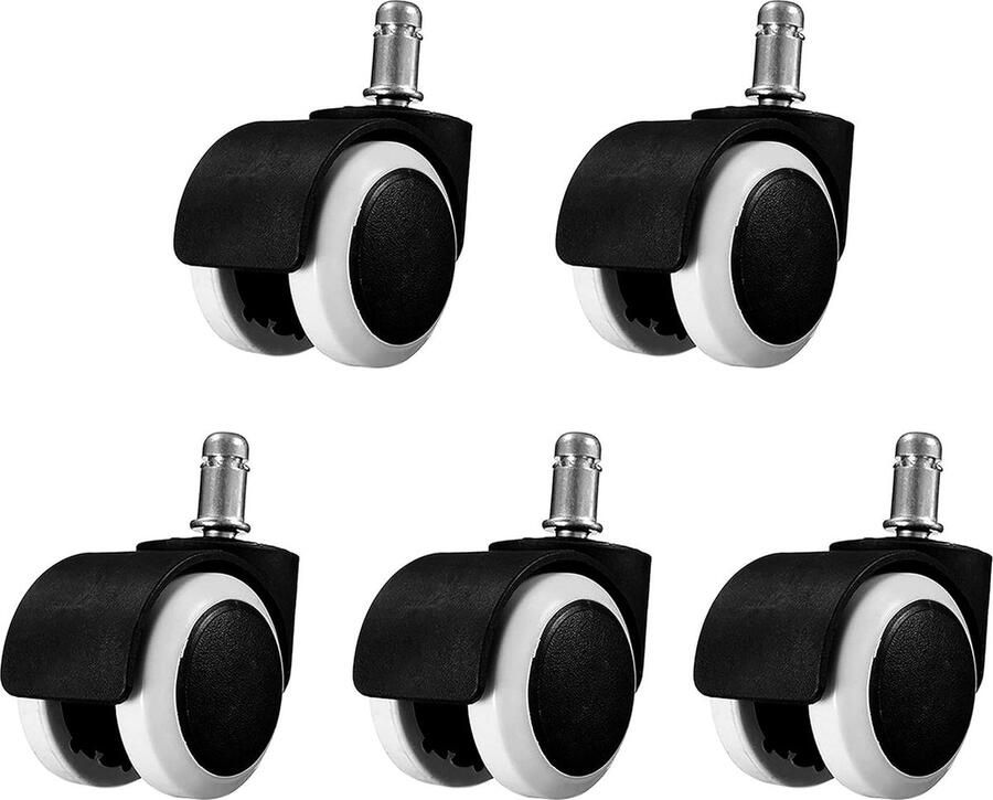 5 stuks Meubelwielen Zwenkwielen wit kunststof Meubelzwenkwielen 50mm