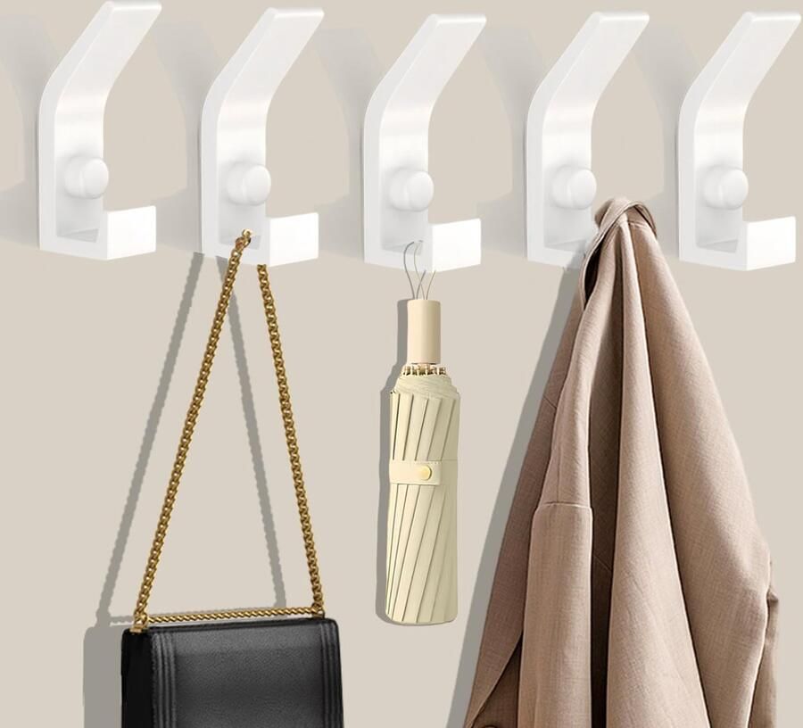 5 Stuks Kapstokhaken Modern Kapstok Kledinghaken Wandhaken Dubbele Garderobehaken Metaal Handdoekhaken Muurhaken Haken Metalen Met Schroeven Kapstokhaken Voor Badkamer Kantoor (Wit)