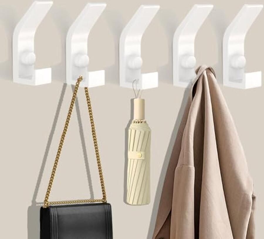 5 Stuks Moderne Kapstokhaken Dubbele Wandhaken voor Kleding en Handdoeken Met Schroeven Ideaal voor Badkamer en Kantoor