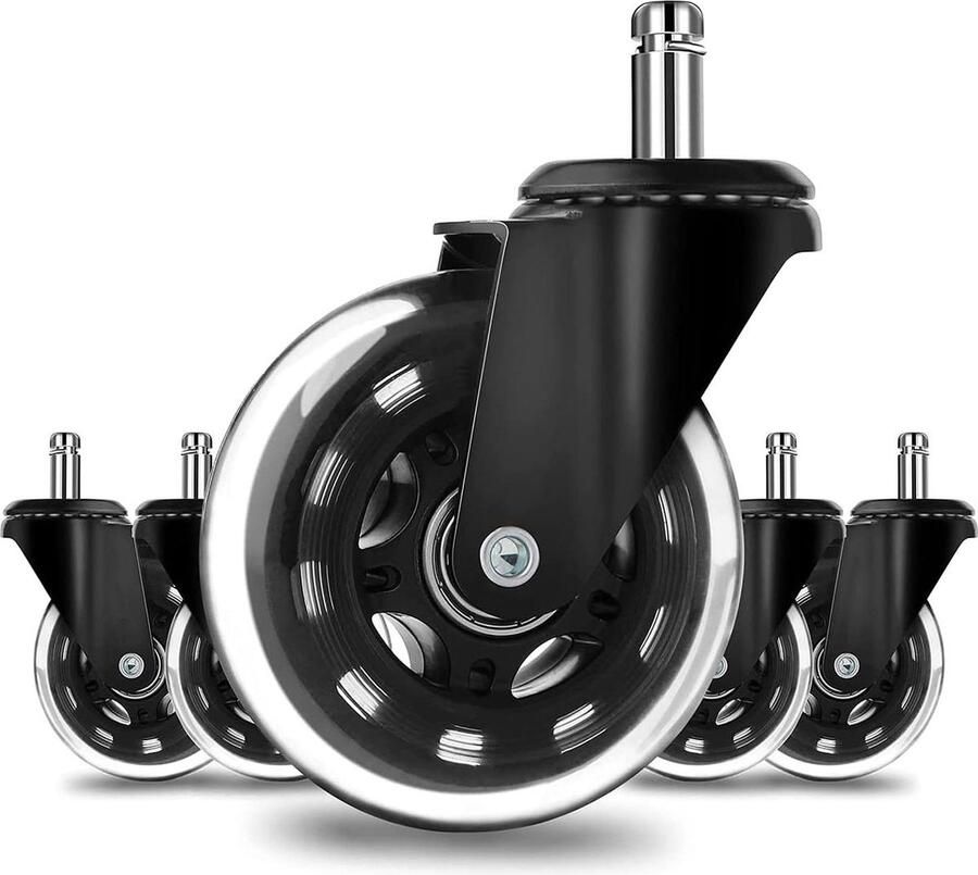 5 stuks Rollerblade Style Rubber Caster Wielen Vervanging Kantoorstoel Rustige Rolling Casters voor Hardhouten vloeren Tapijt en Tegel