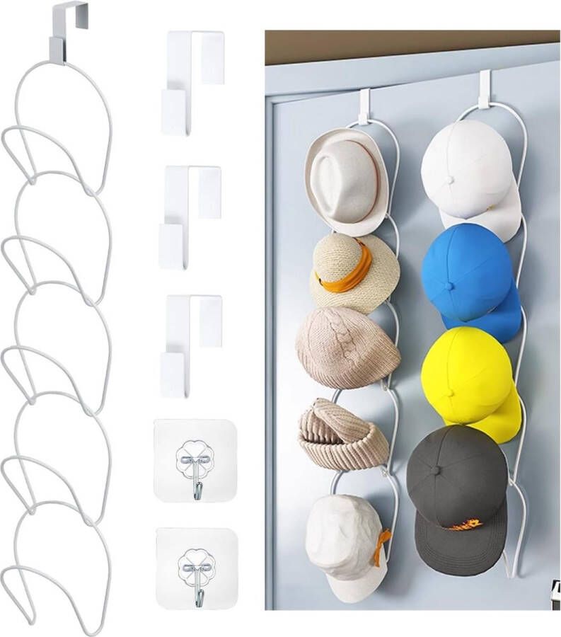 5 stuks stapelbare kaphouders verstelbare hoedenstandaard met 5 deurhaken afneembare hoedenhouder kast hangende doppen display opbergrek voor hoed tas stropdassen sjaals handtassen