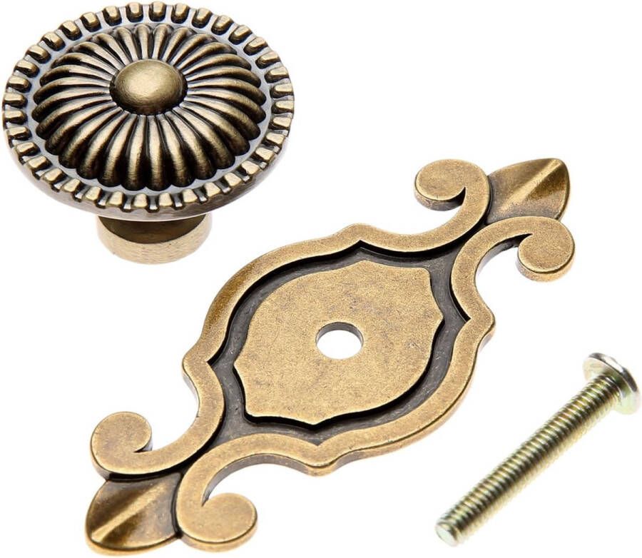 5 stuks trekgrepen knoppen voor lade deur keuken kast meubels kledingkast rond antiek messing