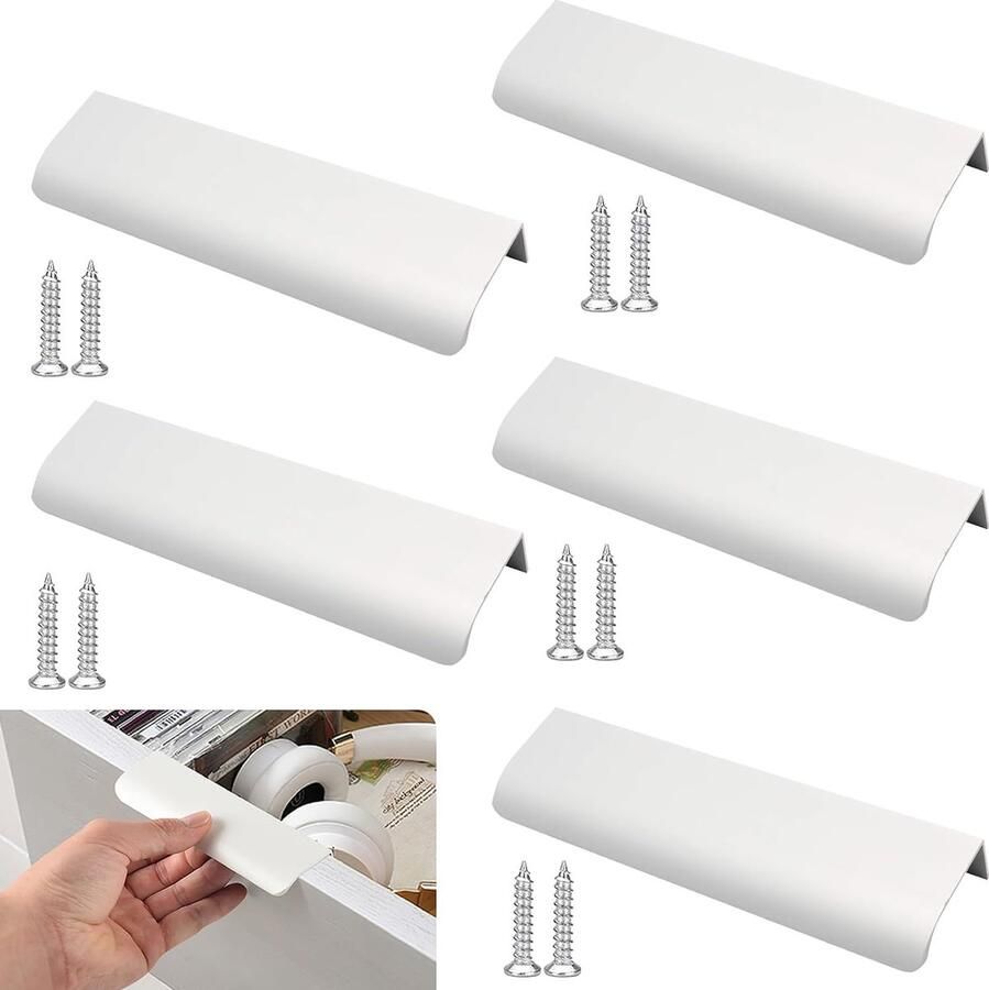 5 stuks verborgen kastgrepen wit ladegrepen met 10 schroeven roestwerende meubelgrepen ladegrepen voor kledingkast slaapkamer badkamer