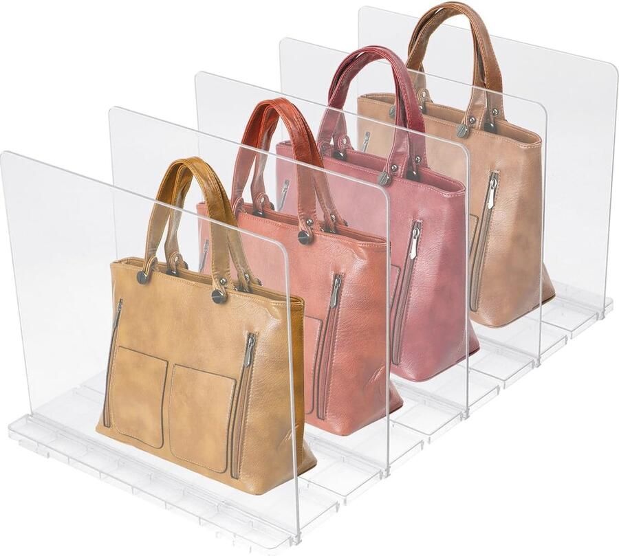 5 Stuks Verstelbare Plankverdelers Transparante Handtas-Organizer voor Kasten en Slaapkamer