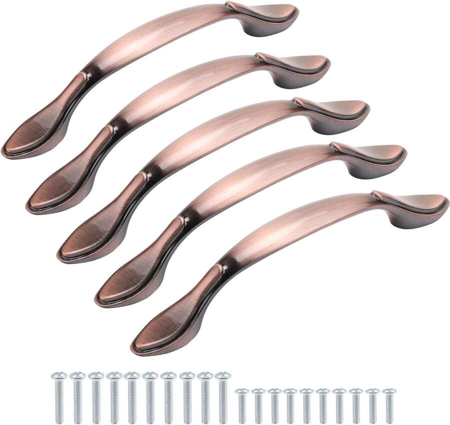 5 stuks vintage antieke boogkastgrepen meubelgrepen 13 cm lang (9 5 cm gat midden) bronsrood 96 mm