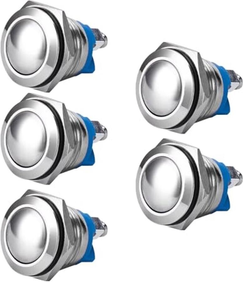 5 Stuks Waterdichte 16mm Metalen Drukknop Momentary voor Modificatie Schakelaar