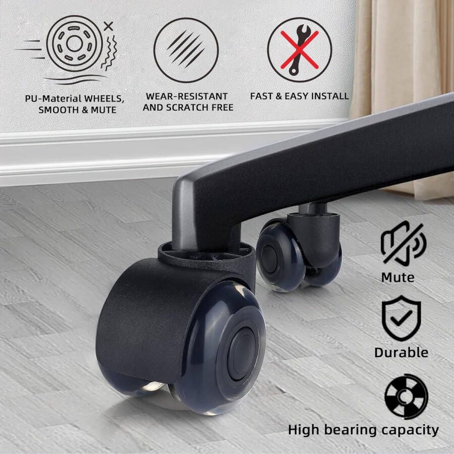 5 Stuks Wielen voor Bureaustoelen 11 mm x 22 mm Krasvrije Stoelwielen Harde Vloerwielen voor Bureaustoel Zwart