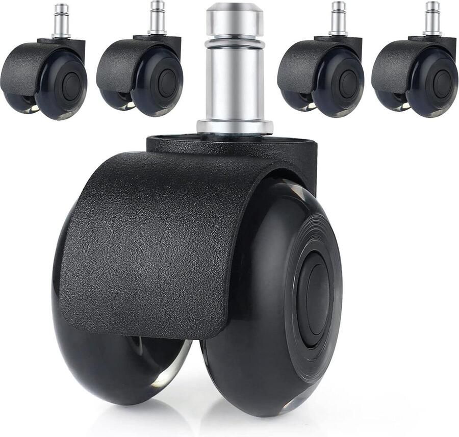 5 Stuks Wielen voor Bureaustoelen 11 mm x 22 mm Krasvrije Stoelwielen Harde Vloerwielen Zwart