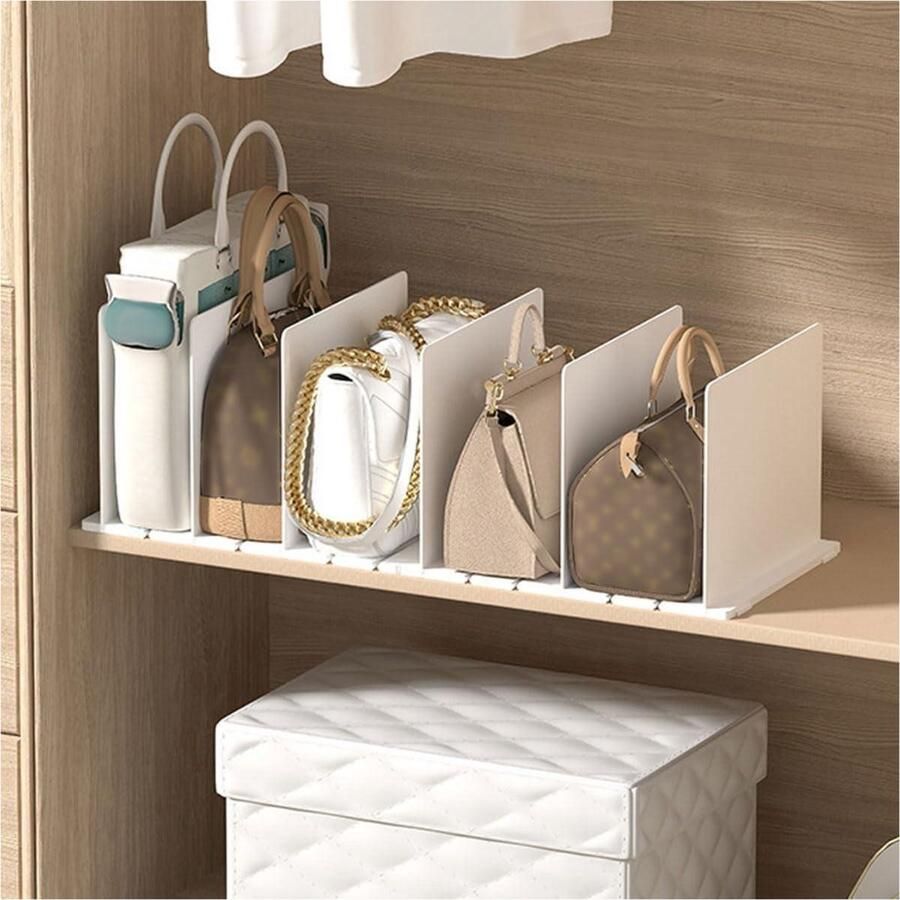 5 stuks witte plastic kledingkastverdelers verstelbare handtasopslag en kledingorganizer voor slaapkamer keuken en kantoorplanken