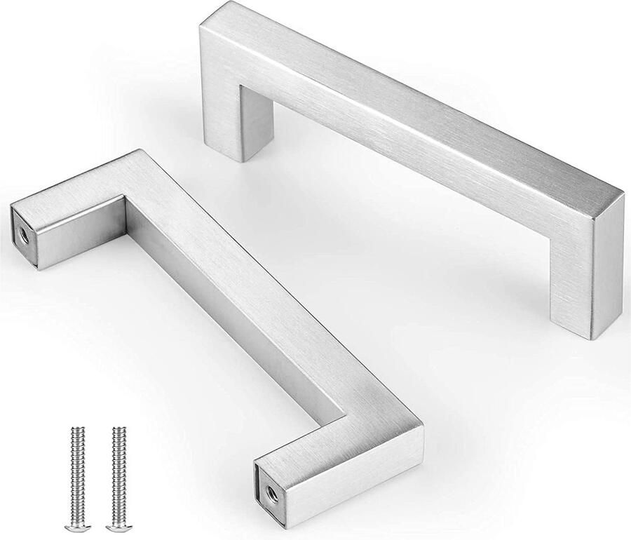 5 stuks zilveren roestvrij stalen deurknoppen meubelgreep met schroef voor lade kast meubels keuken huisdecoratie gatafstand 96 mm
