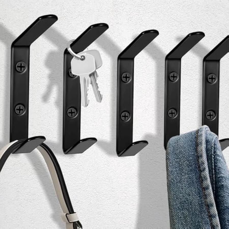 5 stuks zwarte kapstokhaken voor aan de muur haken voor het ophangen van jassen zware aan de muur gemonteerd voor badkamerdeur kast handdoek tas badjas hoed tas haken
