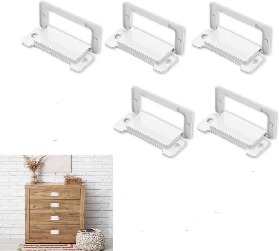 5 stuks—Onzichtbare handgreep verborgen handgreep verborgen gesp vlakke handgreep verborgen handgreep voor kastdeuren geschikt voor eenvoudige schuifdeuren nachtkastjes laden kasten kledingkasten (wit)