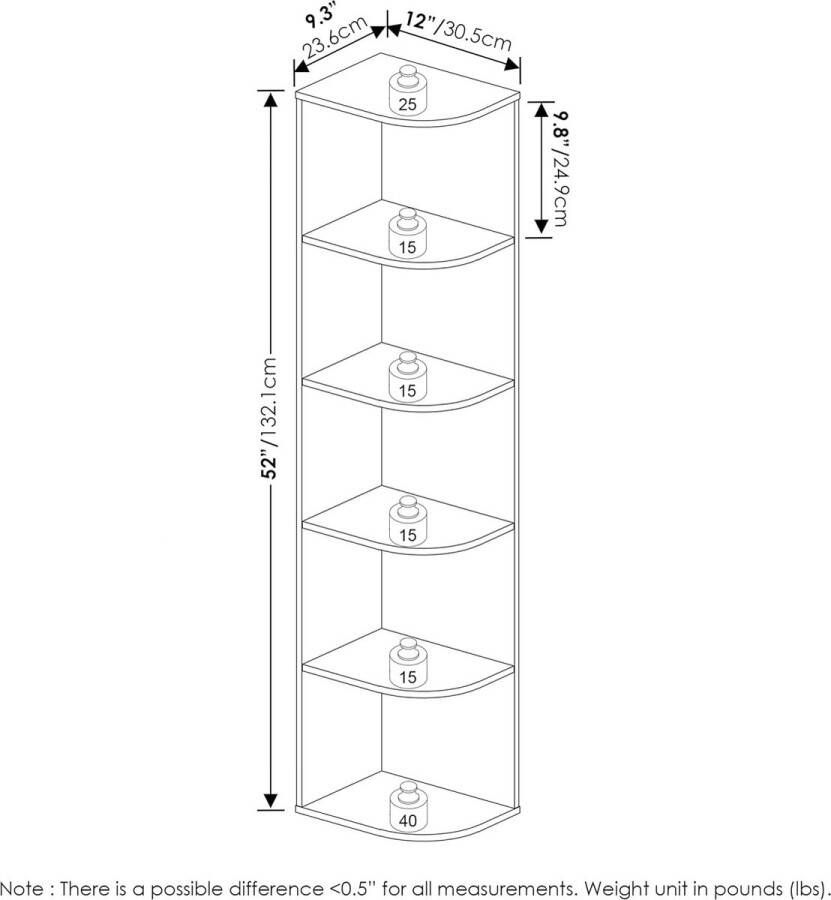 5-Tier Corner Open Plank Boekenkast Wit