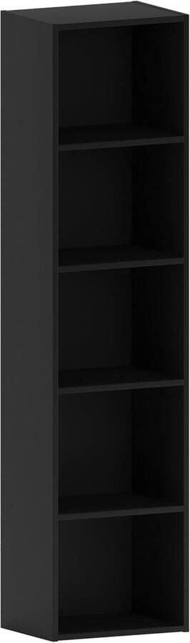 5-Tier Cube Boekenkast Zwart Houten Rekken voor Kantoor en Woonkamer