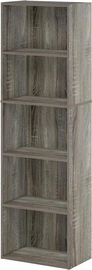 5-Tier Omkeerbare Kleur Open Plank Boekenkast Frans Eiken Stijlvol en Functioneel rotating bookshelf