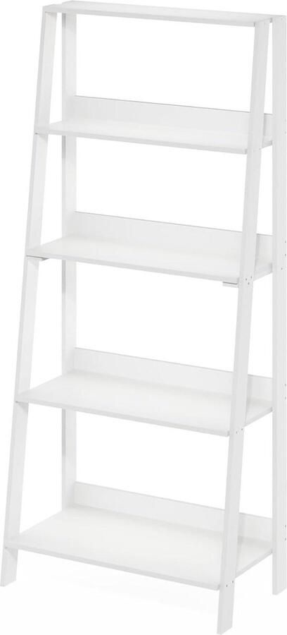 5-Tier Witte Ladder Boekenkast Display Plank Ruimtebesparende Organizer