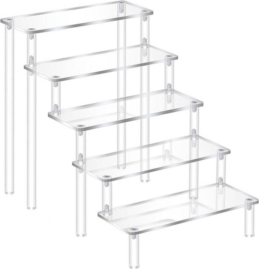 5-traps acryl riser display rek standaard tafelblad transparant parfumorganizer opslag voor Funko Pops-figuren nagellak specerijen cosmetica kunsthandwerk sieradenstandaard cupcake