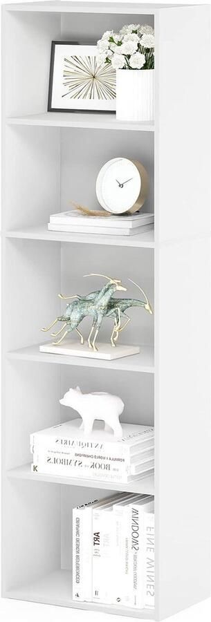 5-traps omkeerbare gekleurde boekenkast met open plank wit