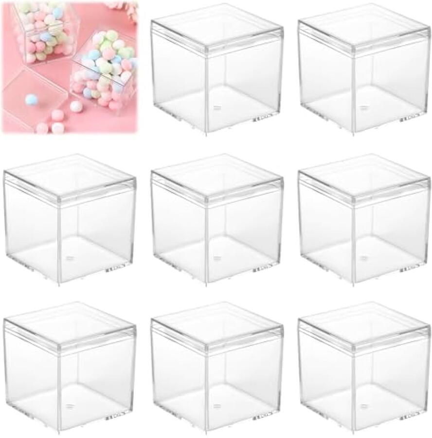 5 X 5 X 5 cm Transparante Acrylbox met Deksel 8 Stuks Kleine Vierkante Acrylbox met Deksel Vierkante Opbergbox voor Sieraden Vitrine Opslag en Snoep Verpakking