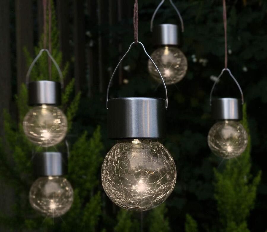 5 x Hanglampen op Zonne-energie Tuindecoratie Solarlampen Tuinverlichting Warm Wit