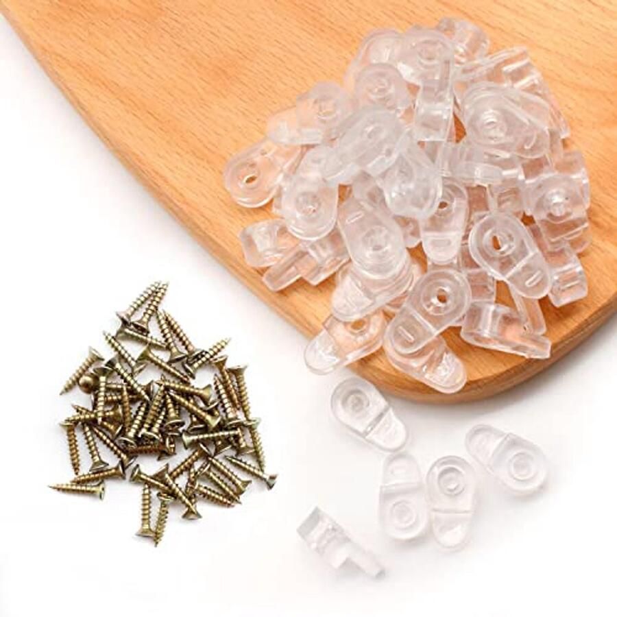 50 Glazen Borgklemmen en Schroeven Ideaal voor Glazen Planken en Kastdeuren