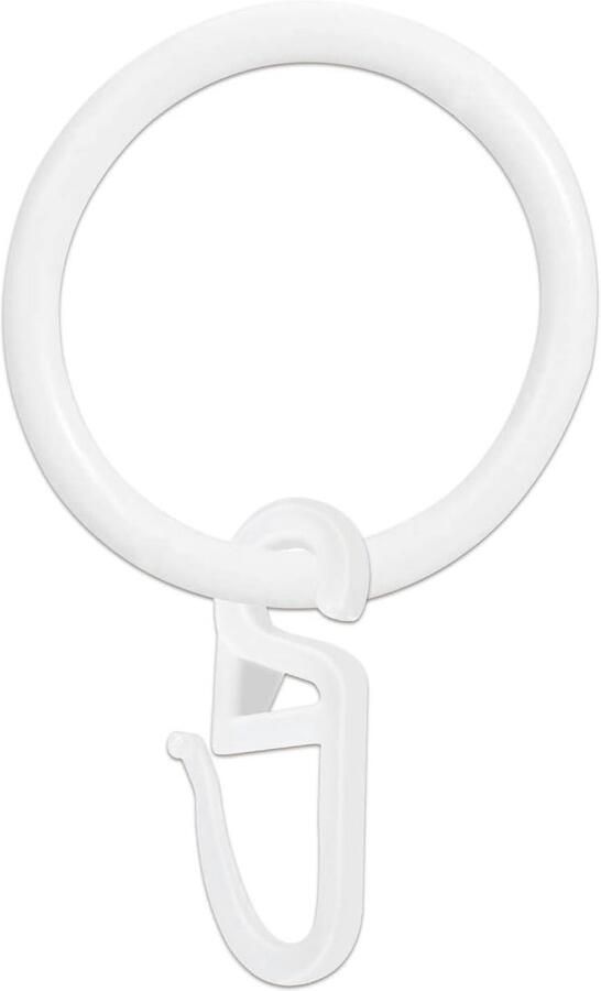 50 Metalen Gordijnringen en 50 Kunststof Gordijnhaken Set 30 mm Binnendiameter Wit Voor Raam- Bed- en Douchegordijn 50 stuks