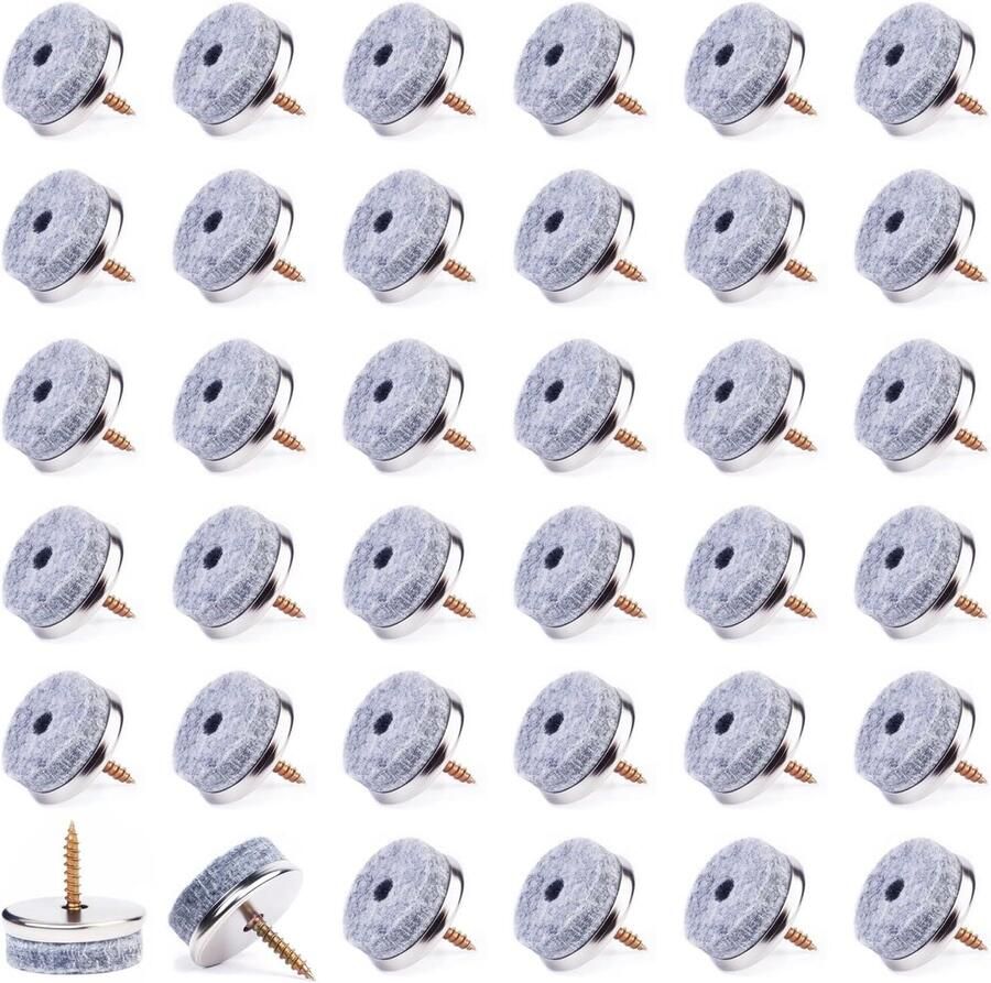 50 Pack of 18 mm Felt Gliders Nails for Chairs Furniture Glides for Floor Protection