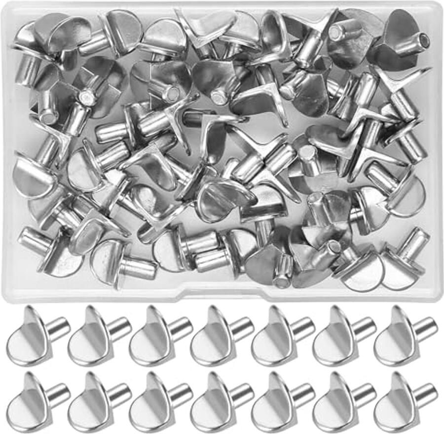 50 Stuks 5mm Vloerdragers voor Inlegplanken Stevige Metalen Boekenkast Ondersteuning