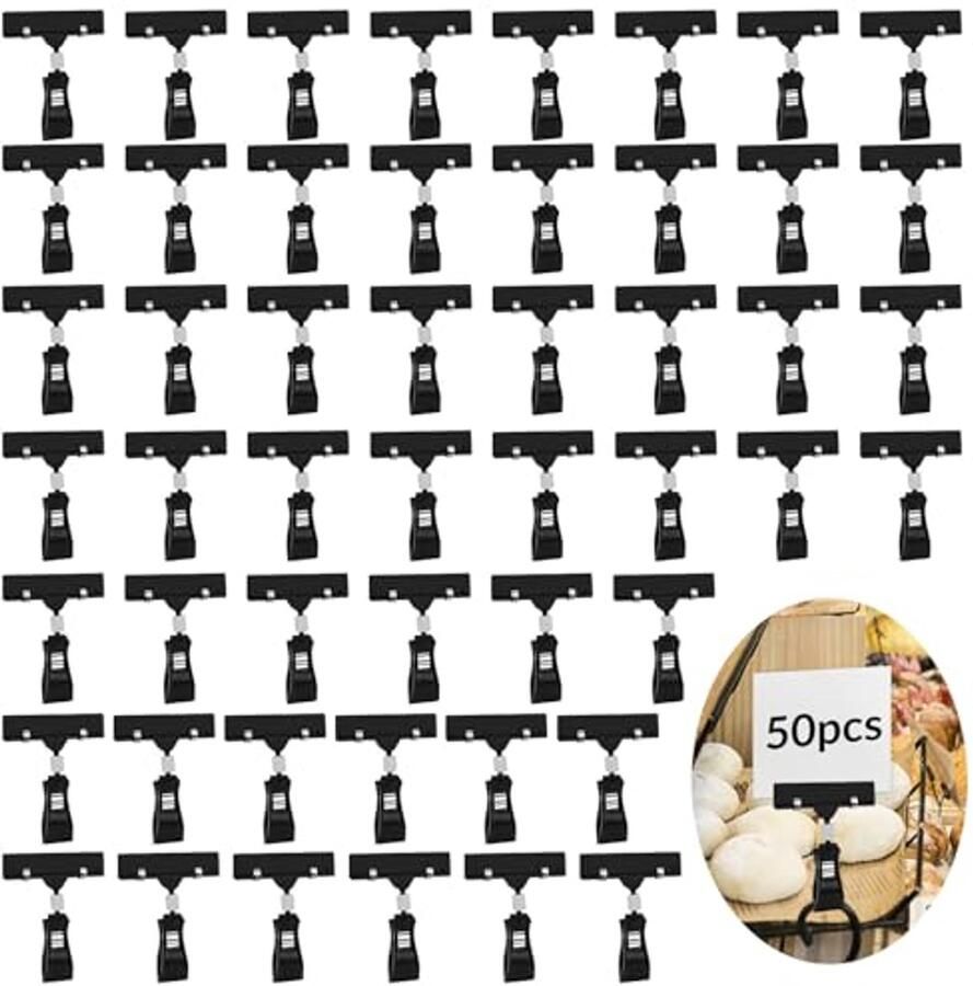 50 stuks draaibare prijskaartklemmen Kunststof houder voor prijskaartjes en displayclips