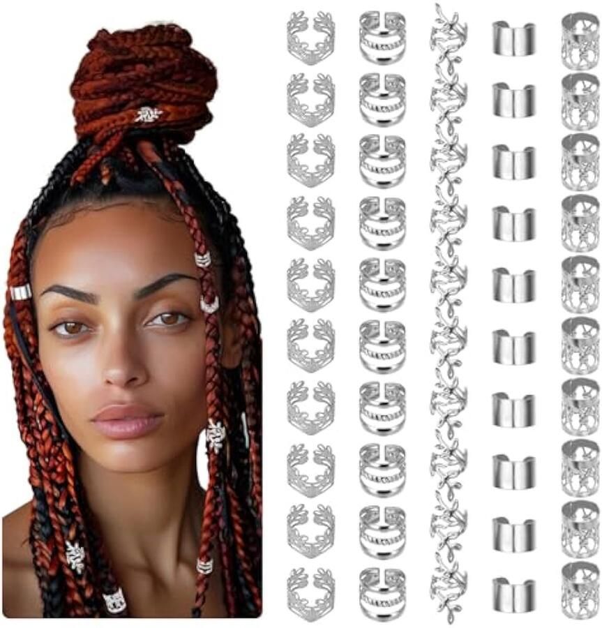 50 stuks dreadlocks haarsieraden verstelbare metalen kralen voor festival dreadlock accessoires