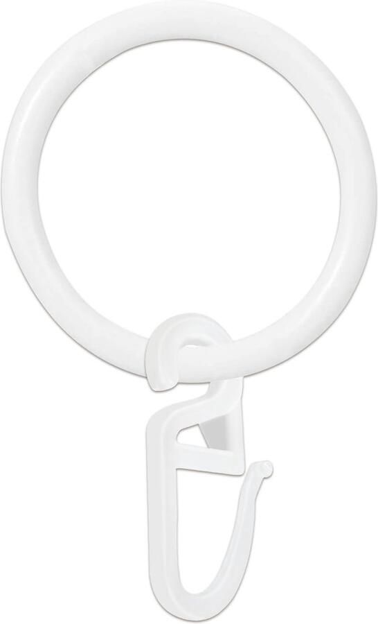 50 stuks metalen gordijnringen en 50 stuks kunststof gordijnhaken binnendiameter 30 mm voor raam- bed- en douchegordijn (wit)