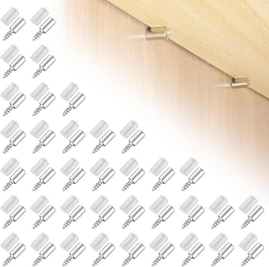 50 stuks regelplankdragers 7 5 mm zelftappende schroef met transparante anti-slip afdekking kruisgleuf plankdragers voor legplanken meubels en boekenkast kast accessoires
