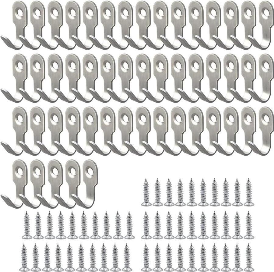 50 Stuks Roestvrij Stalen Kapstokken Haken voor Handdoeken en Kleding