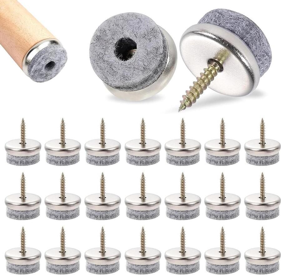 50 Stuks Vilten Glijders Stoelpootjes Viltglijders Met Schroef Ø 22 Mm Beschermvilt Voor Stoelglijders Meubelglijders Voor Hardhouten Vloeren Metaal Vilt Vernikkeld Stoelen En Meubels