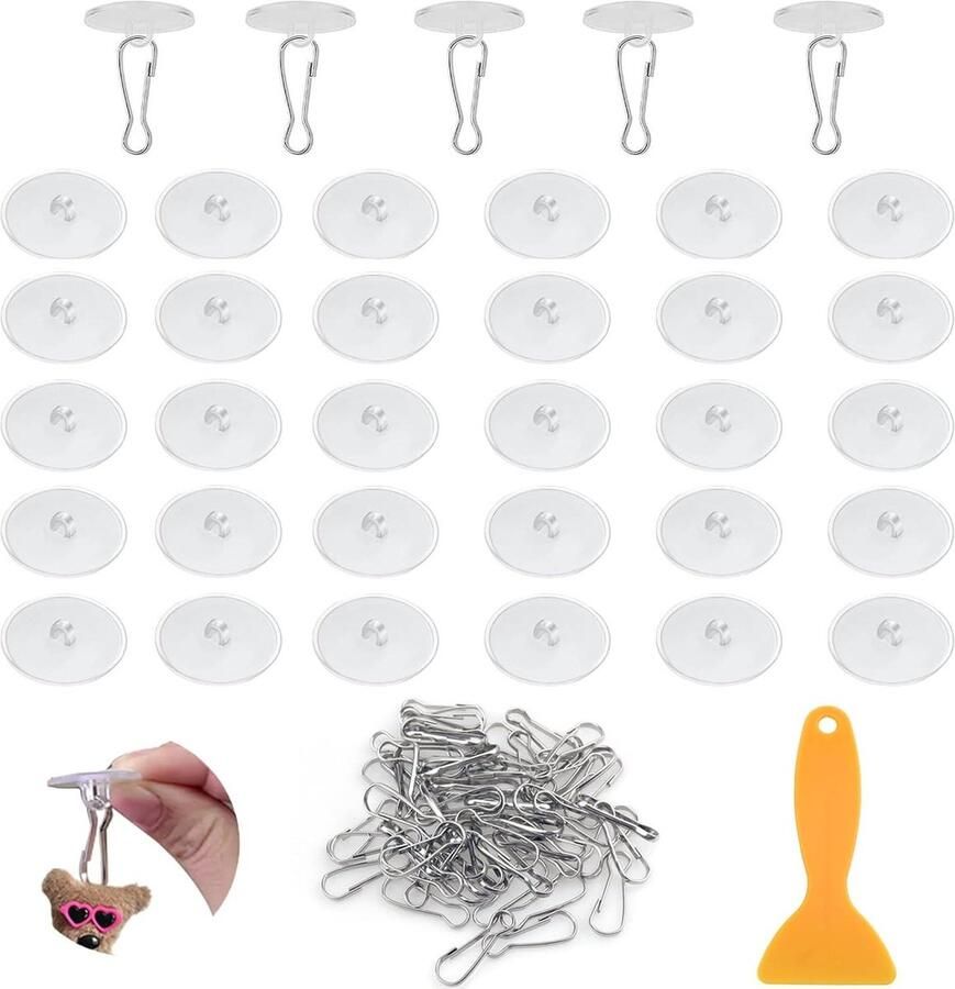 50 stuks zelfklevende plafondhaken (3 cm) – Roestvrijstalen clips voor het ophangen van decoraties