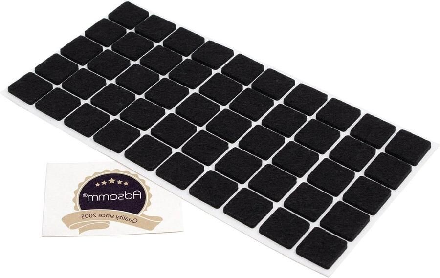 50 x Zelfklevende Viltglijders Zwart 20x20mm Vierkant Dikte 3.5 mm Meubel- en vloerbescherming