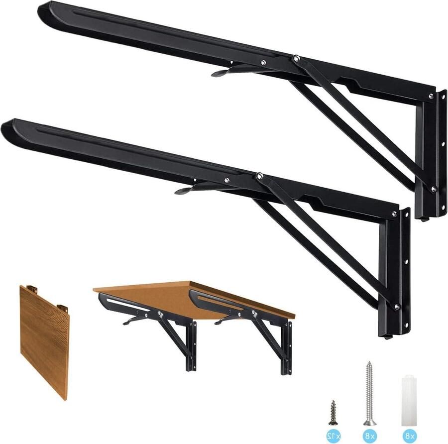 500 mm roestvrij staal klapscharnier zwaar belastbaar muurbeugel voor zitbanken zwart