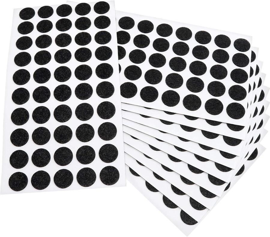 500 x zelfklevende viltglijders zwart Ø 16 mm rond 15 mm dunne meubelglijders van vilt
