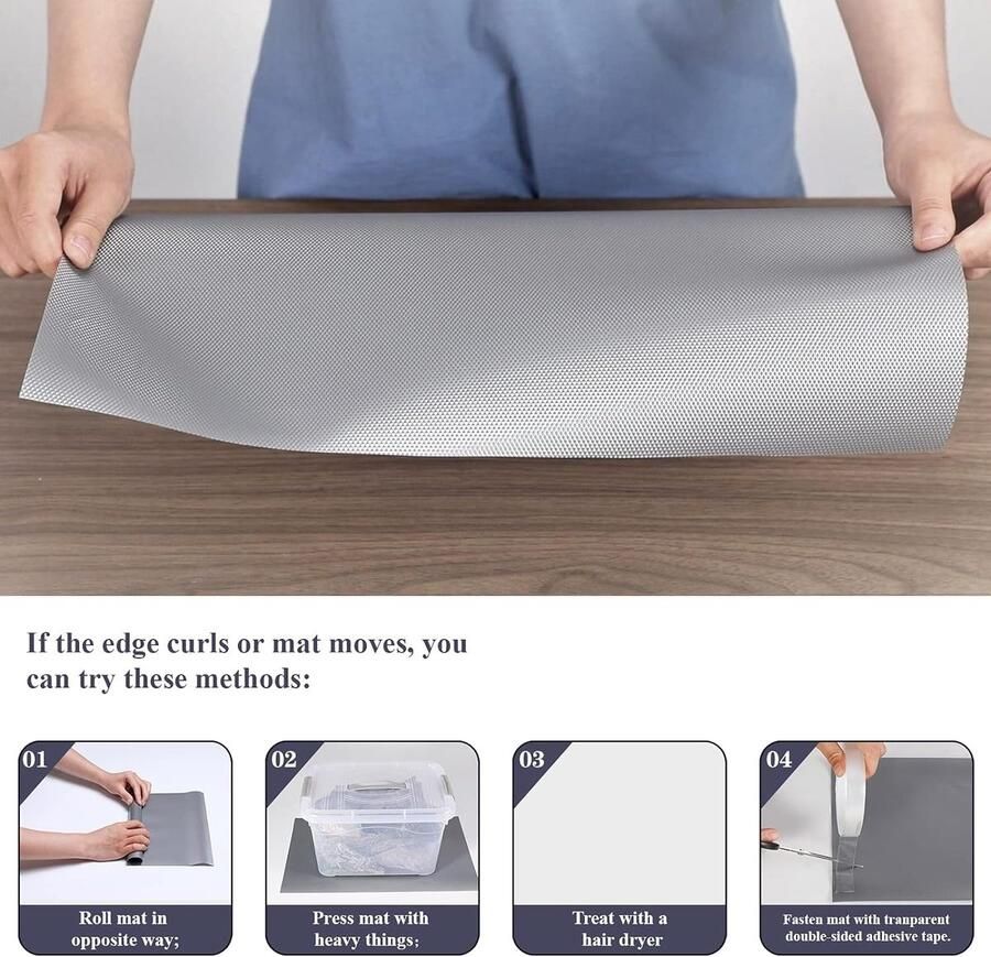 60cmx500cm Plankvoeringen Lijmvrij Keukenkast Lade Matten EVA Antislipmatten Waterdichte Wasbare Koelkast Matten Meubelbeschermer Plastic Bedekking (Grijs Diamant)