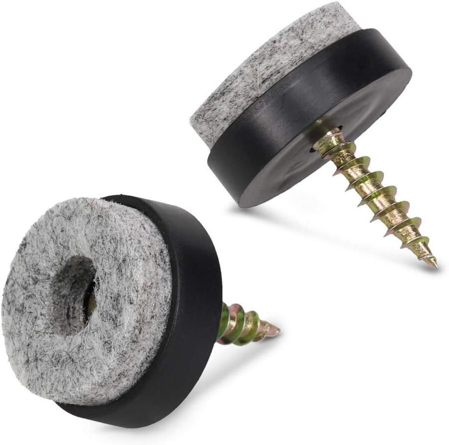 50x Viltglijders met Schroef 20 mm Anti-kras Meubelonderzetters Zwart