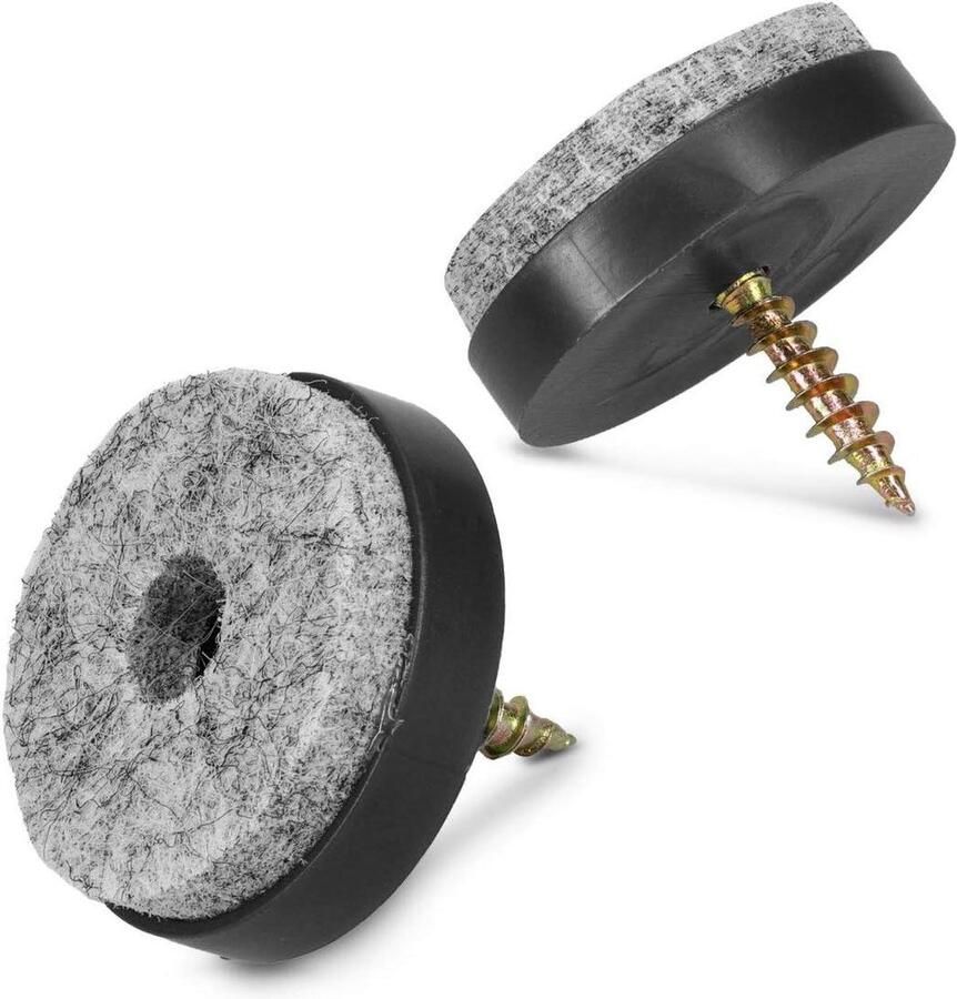 50x Viltglijders met Schroef 28mm Vloerbeschermers Anti-kras Meubelonderzetters Zwart Beschermvilt Tegen Krassen op de Vloer