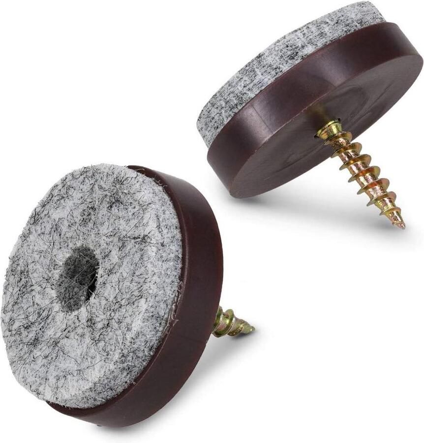 50x viltglijders met schroef Vloerbeschermers 24 mm Anti-kras meubelonderzetters Beschermvilt Bruin Tegen krassen op de vloer